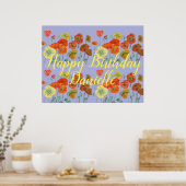 Poster Orange Red Poppy violet joyeuse Dames d'anniversai (Cuisine)