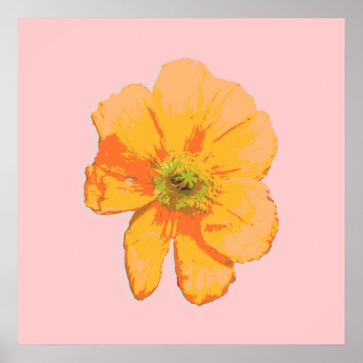 Poster Orange Retro / Fleur PopArt (Devant)