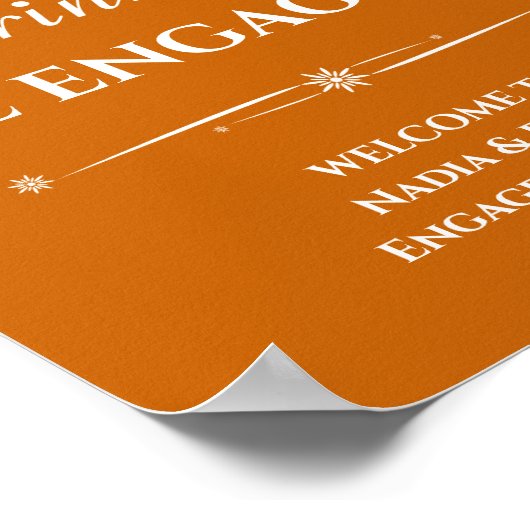 Poster Orange Rétro Manger Boire Soyez Fiancés Fiançaille (Coin)