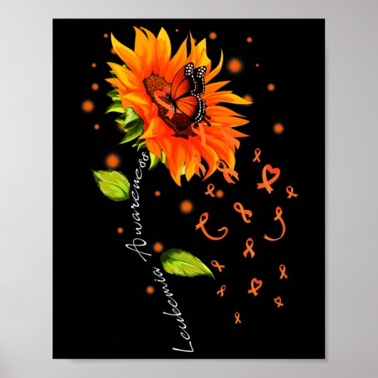 Poster Orange Ribbon Tournesol Butterfly Leukemia (Devant)