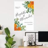 Poster Orange Rose Mariage Floral Moderne (Bureau à domicile)