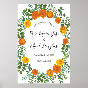 Poster Orange Rose Mariage Floral Moderne