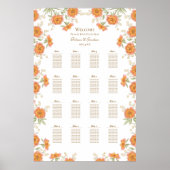 Poster Orange Rose Wedding Seating Chart (Devant)