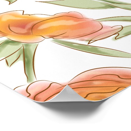 Poster Orange Rose Wedding Seating Chart (Coin)