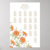 Poster Orange Rose Wedding Seating Chart (Devant)