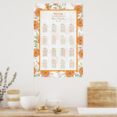 Poster Orange Rose Wedding Seating Chart (Cuisine)
