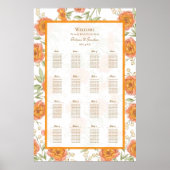 Poster Orange Rose Wedding Seating Chart (Devant)
