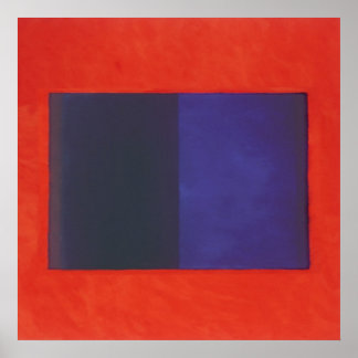 Poster orange rouge sur bleu