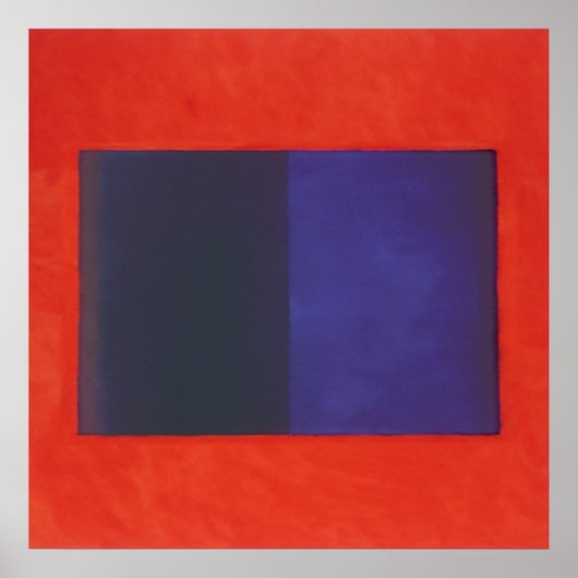 Poster orange rouge sur bleu (Devant)