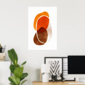 Poster Orange Shapes Art Print Layered Rounded Forms (Bureau à domicile)