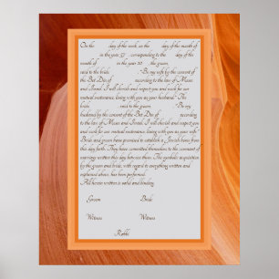 Poster Orange Silk Ketubah Texte de la réforme canadienne