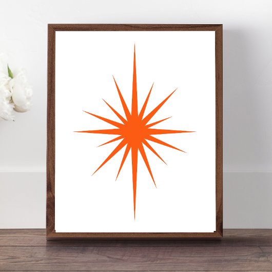 Poster Orange Starburst Atomique Mi-Siècle Décor moderne