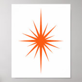 Poster Orange Starburst Atomique Mi-Siècle Décor moderne (Devant)
