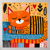 Poster Orange Tabby Cat, colorful design, (Devant)
