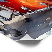 Poster Orange Tabby Cat Rock Star Jouer des tambours (Coin)