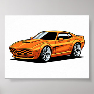 Poster Orange Toon Vehicle
