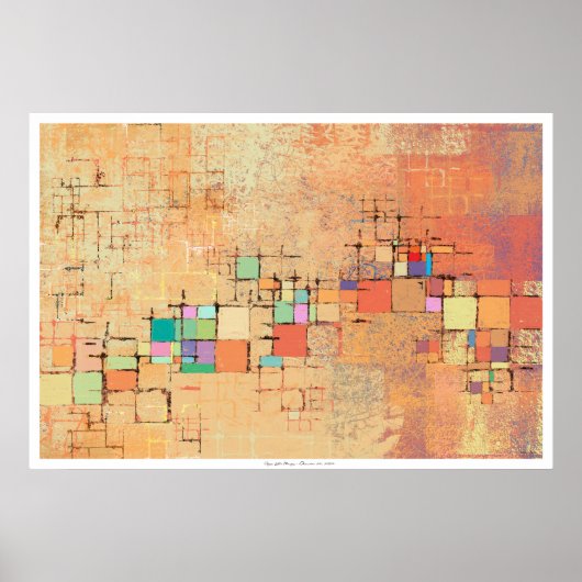 Poster Orange treillis Harmonie Abstraite Imprimer (Devant)