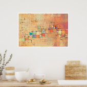 Poster Orange treillis Harmonie Abstraite Imprimer (Cuisine)