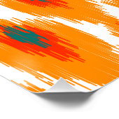 Poster Orange Turquoise Tribal Abstrait Ikat Diamond Moti (Coin)