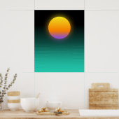 Poster Orange + Turquoise Vaporwave Tropical Sunset (Cuisine)
