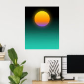 Poster Orange + Turquoise Vaporwave Tropical Sunset (Bureau à domicile)