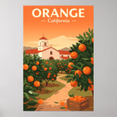 Poster Orange Vintage Californie (Devant)