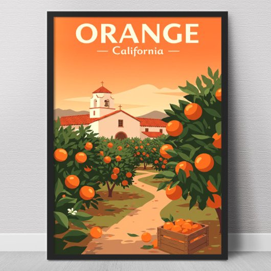 Poster Orange Vintage Californie