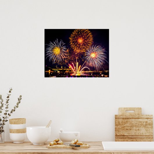Poster Orange&White Fireworks (Cuisine)