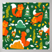 Poster Orange Wild automne Forêt d'hiver Fox (Devant)