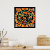 POSTER ORANGER AUX FEUILLES VERTES, FLEURS (Cuisine)
