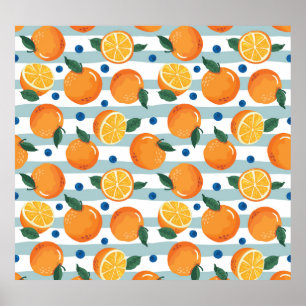 Poster Oranges à rayures arrière - plan, motif d'été.