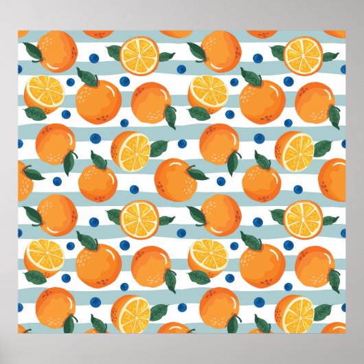 Poster Oranges à rayures arrière - plan, motif d'été. (Devant)