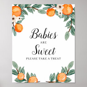 Poster Oranges Baby showers jumeaux Bébés sont Sweet Sign