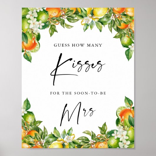 Poster Oranges Citron Citron combien de baisers fête de m (Devant)