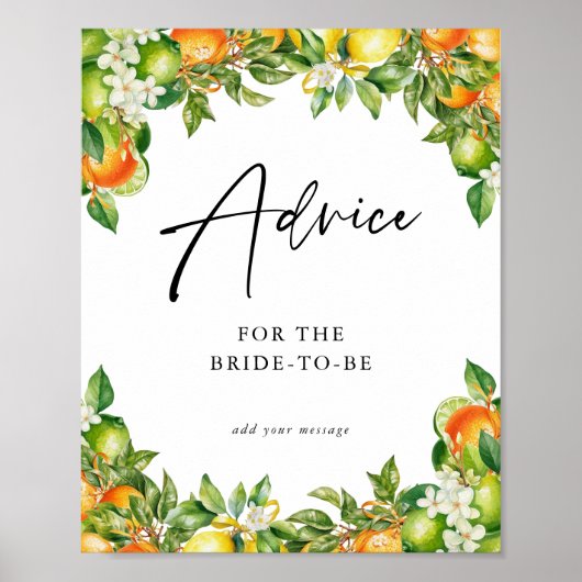 Poster Oranges Citron Citrus douche nuptiale Conseils (Devant)