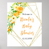 Poster Oranges Citrus Baby Shower Welcome (Devant)