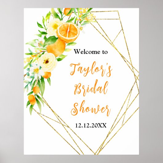 Poster Oranges Citrus Bridal Shower Welcome Sign (Devant)
