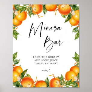 Poster Oranges Citrus douche nuptiale Mimosa Bar Signal