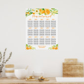 Poster Oranges Citrus Wedding 15 Tables Seating Chart (Cuisine)