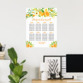 Poster Oranges Citrus Wedding 8 Tables Seating Chart (Bureau à domicile)