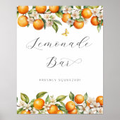 Poster Oranges d'été lumineuses Baby shower Lemonade Bar (Devant)