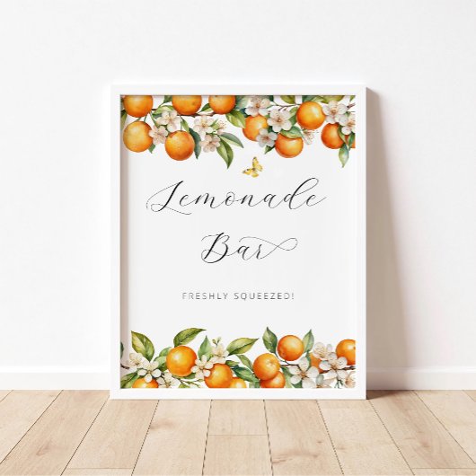Poster Oranges d'été lumineuses Baby shower Lemonade Bar