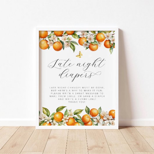 Poster Oranges d'été Papillon Diapositives de nuit tardiv