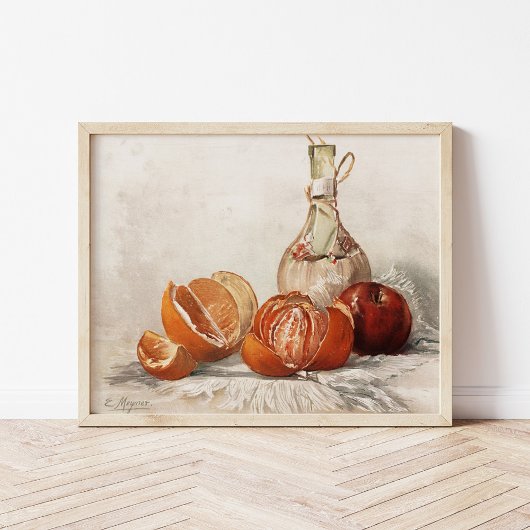 Poster Oranges et bouteille de vin | E. Meyner