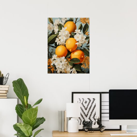 Poster Oranges et fleurs Verdure (Bureau à domicile)
