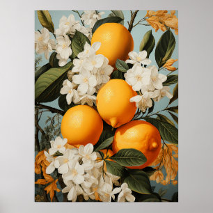 Poster Oranges et fleurs Verdure