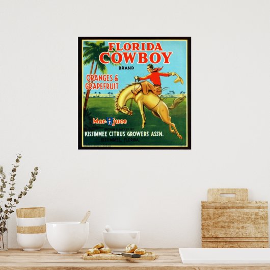Poster Oranges et pamplemousses de cowboy en Floride (Cuisine)