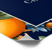 Poster Oranges Fleurs Blanches Bleu Marine Anniversaire B (Coin)