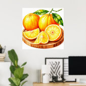 Poster Oranges Fraîches et Juteuses avec Tranches (Bureau à domicile)
