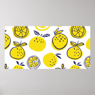 Poster Oranges fruits sans couture motif